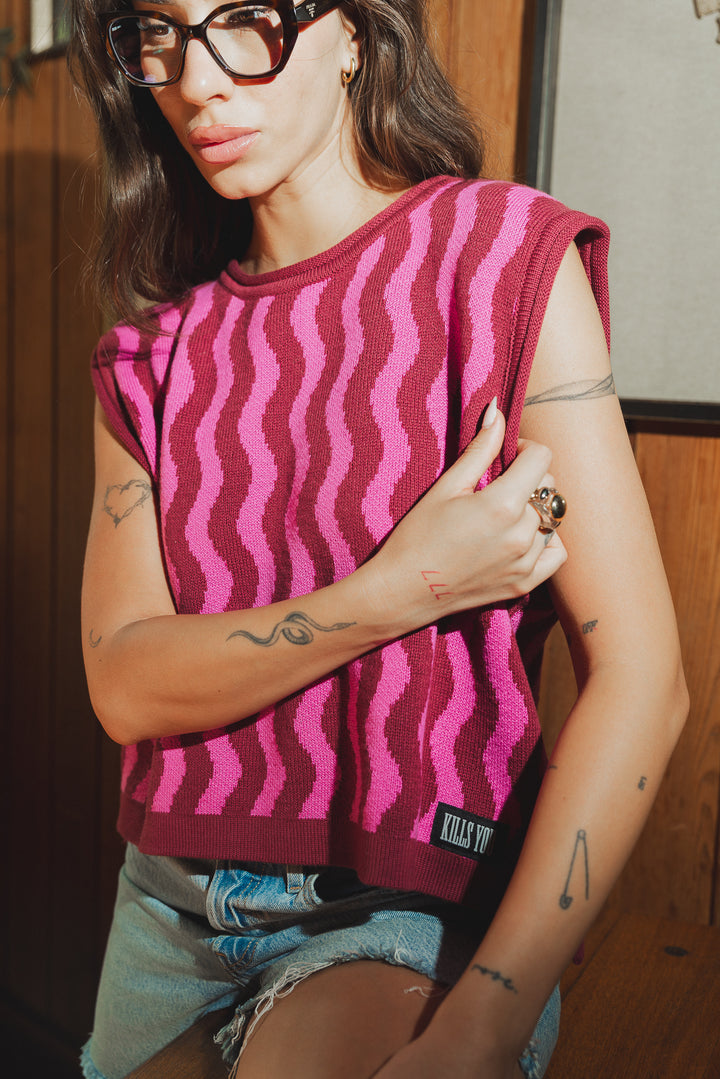 SWEATER ÓPTICO - BURDEO FUCSIA