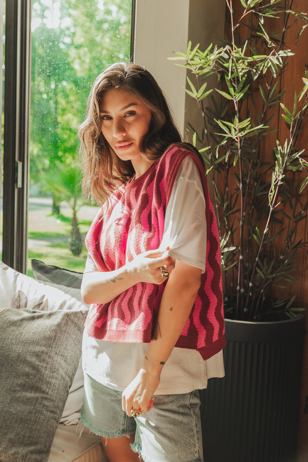SWEATER ÓPTICO - BURDEO FUCSIA