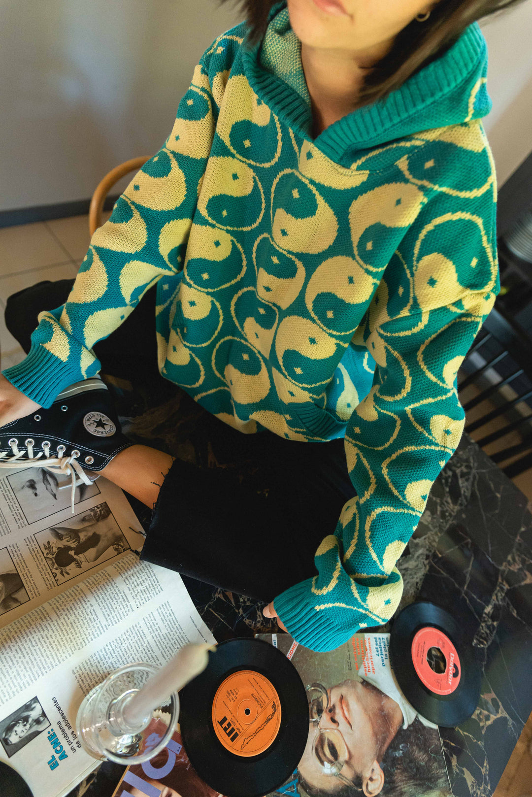 SWEATER YING YANG – TURQUESA AMARILLO