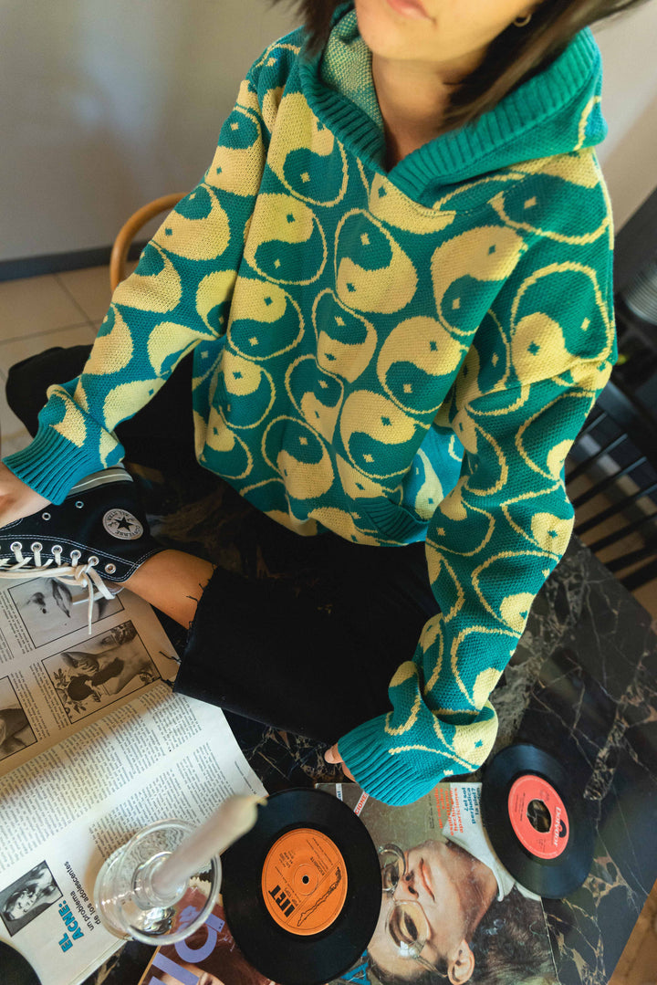 SWEATER YING YANG – TURQUESA AMARILLO