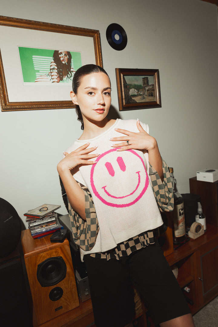 SWEATER SMILE - CRUDO FUCSIA