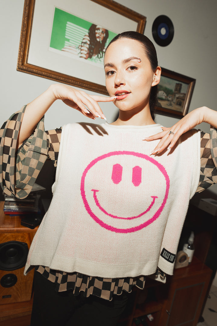 SWEATER SMILE - CRUDO FUCSIA