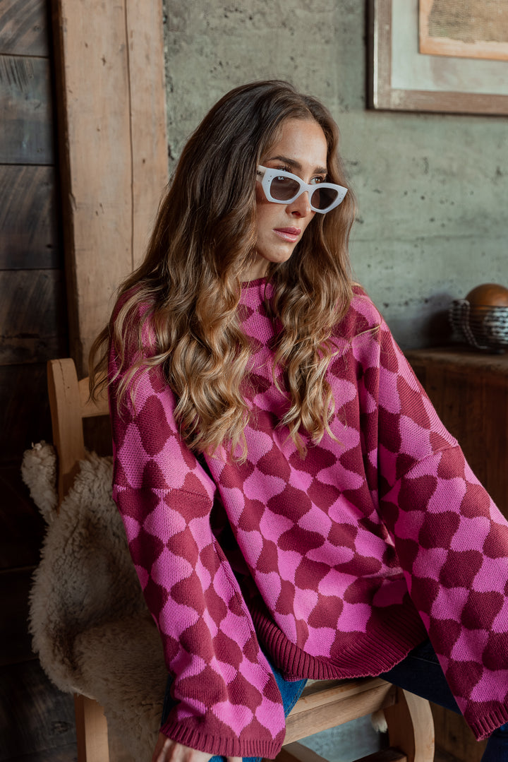 SWEATER ROMBOS - BURDEO FUCSIA