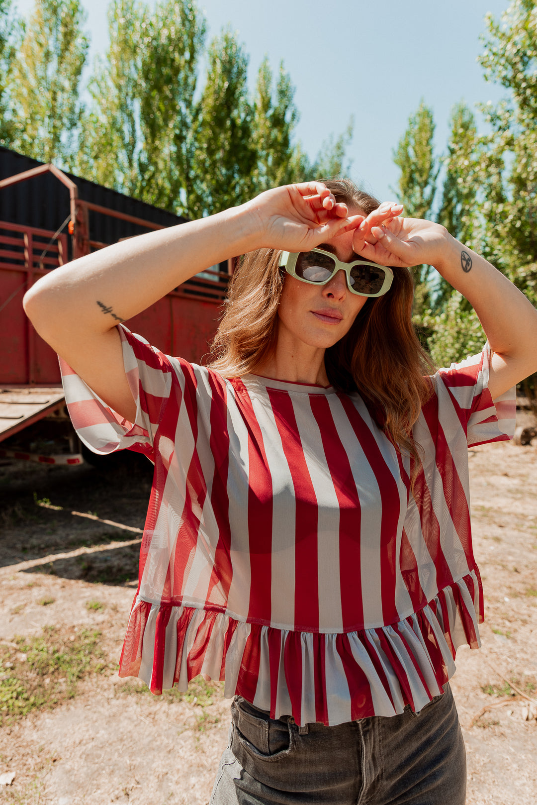POLERA STRIPES VUELOS - BURDEO DUSTY BLUE