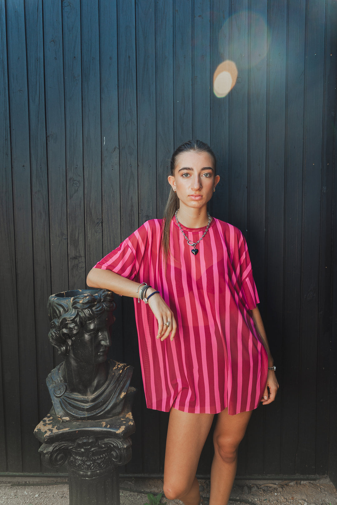 POLERA STRIPES OVERSIZE - BURDEO FUCSIA