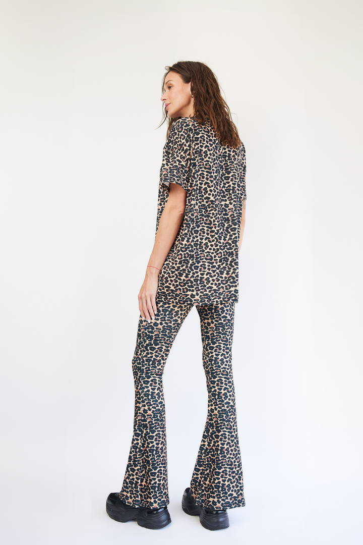 PANTALÓN FLARE RIB ANIMAL PRINT