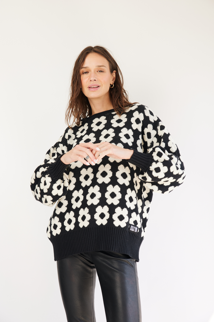 SWEATER FLOR - NEGRO CRUDO