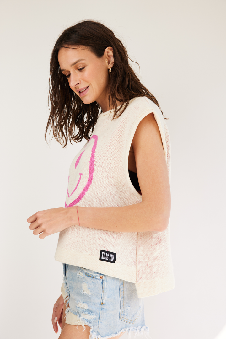 SWEATER SMILE - CRUDO FUCSIA