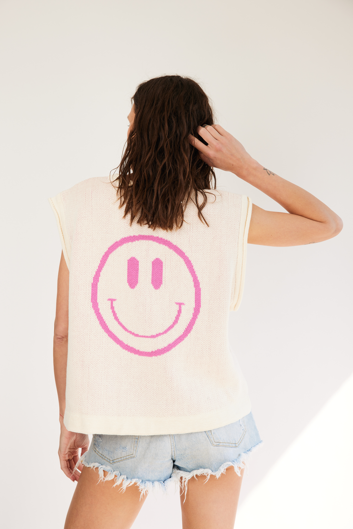 SWEATER SMILE - CRUDO FUCSIA