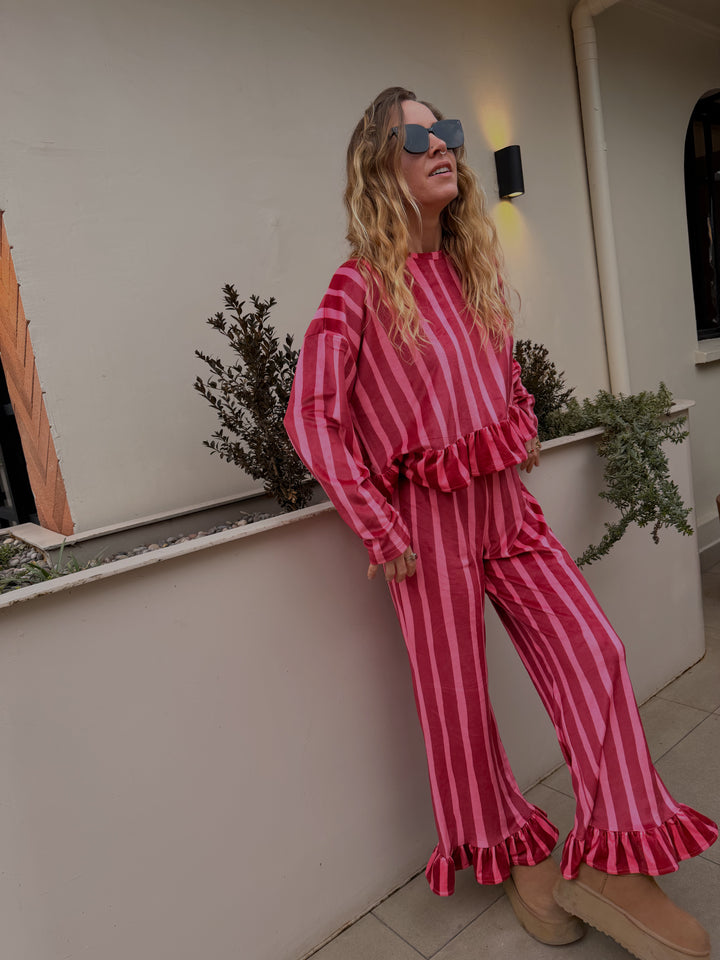 VELVET STRIPE PANTS