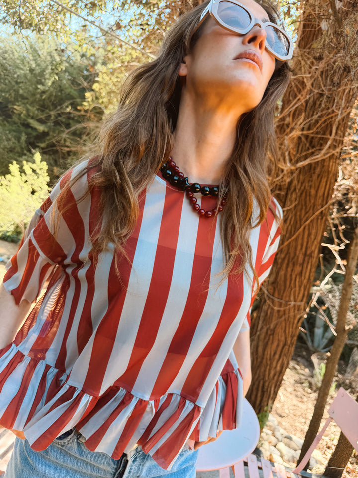 POLERA STRIPES VUELOS - BURDEO DUSTY BLUE