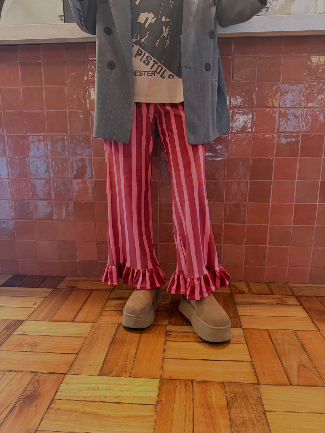 VELVET STRIPE PANTS