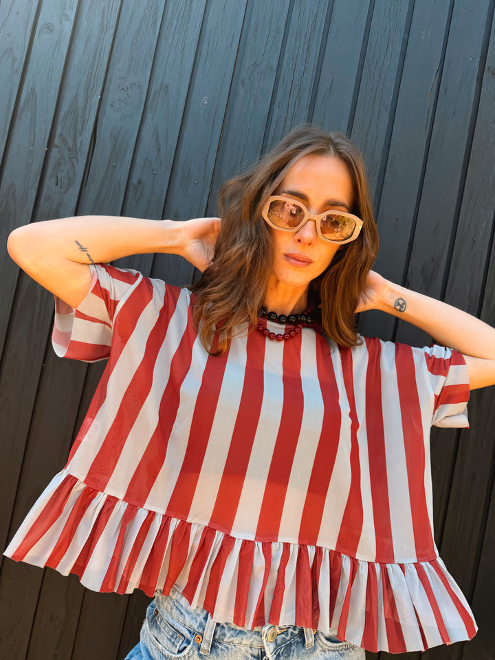 POLERA STRIPES VUELOS - BURDEO DUSTY BLUE