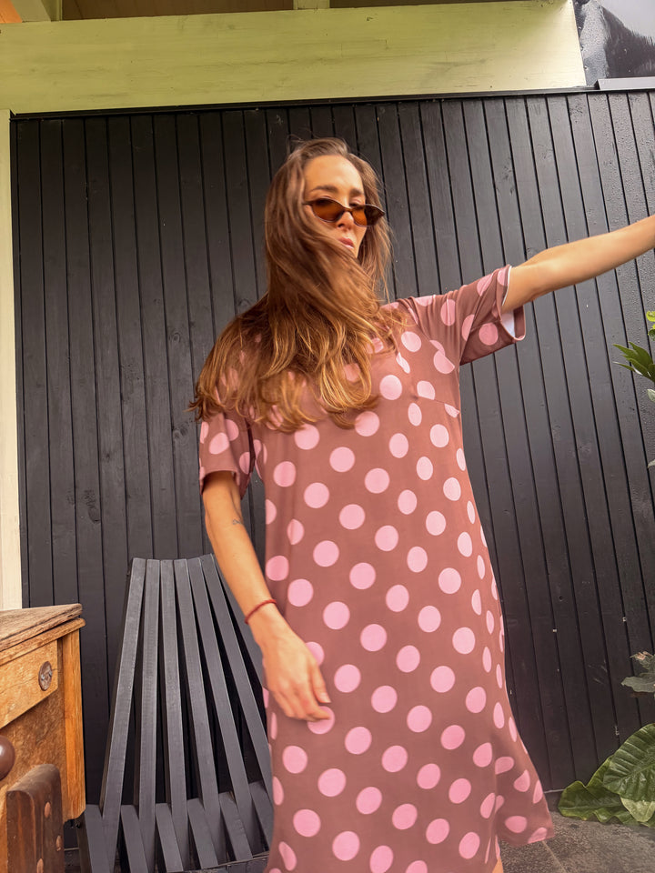 DOT CRUSH DRESS - CAFÉ ROSA