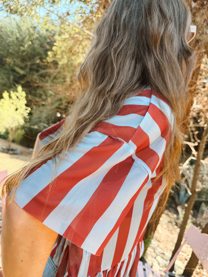 POLERA STRIPES VUELOS - BURDEO DUSTY BLUE