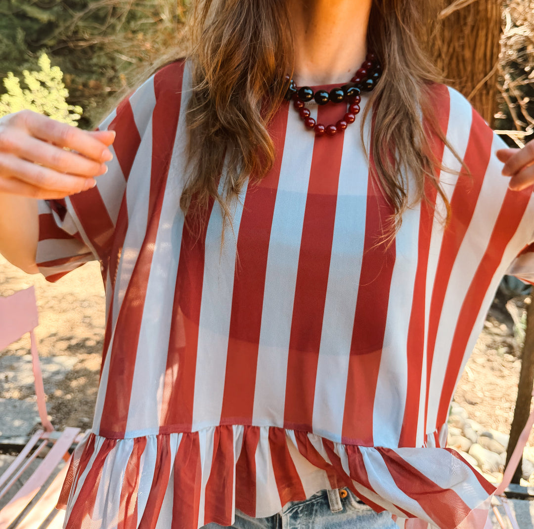 POLERA STRIPES VUELOS - BURDEO DUSTY BLUE