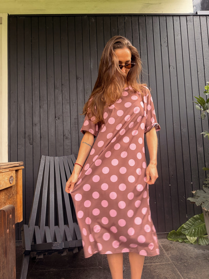 DOT CRUSH DRESS - CAFÉ ROSA