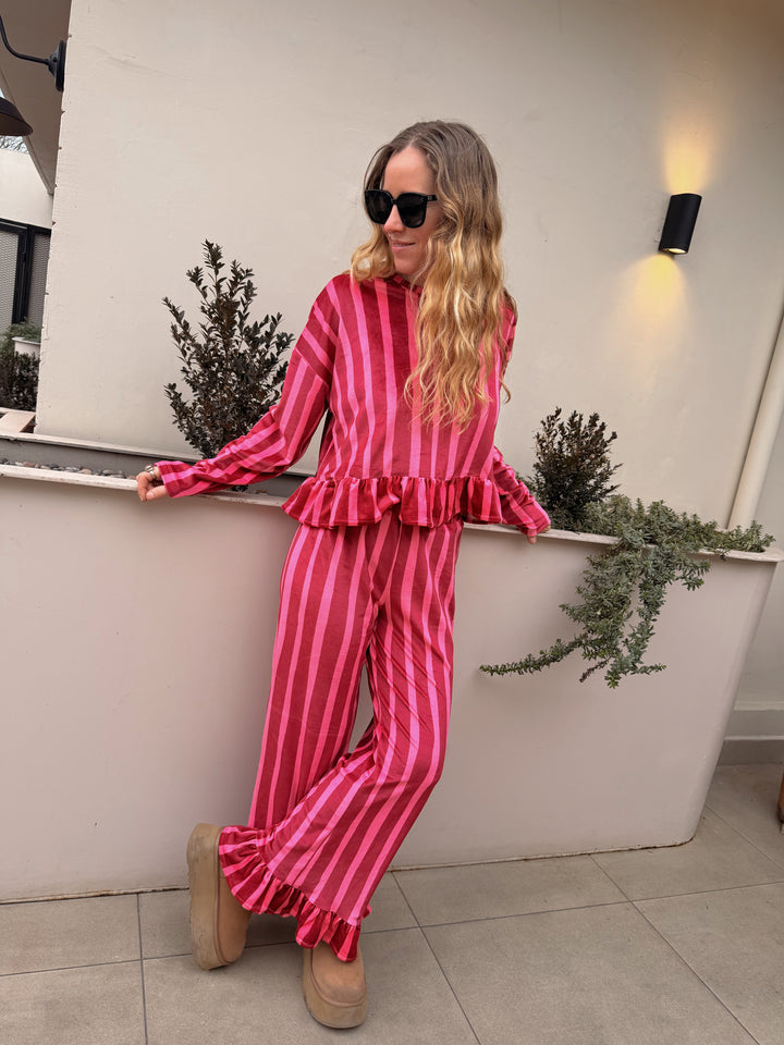 VELVET STRIPE PANTS