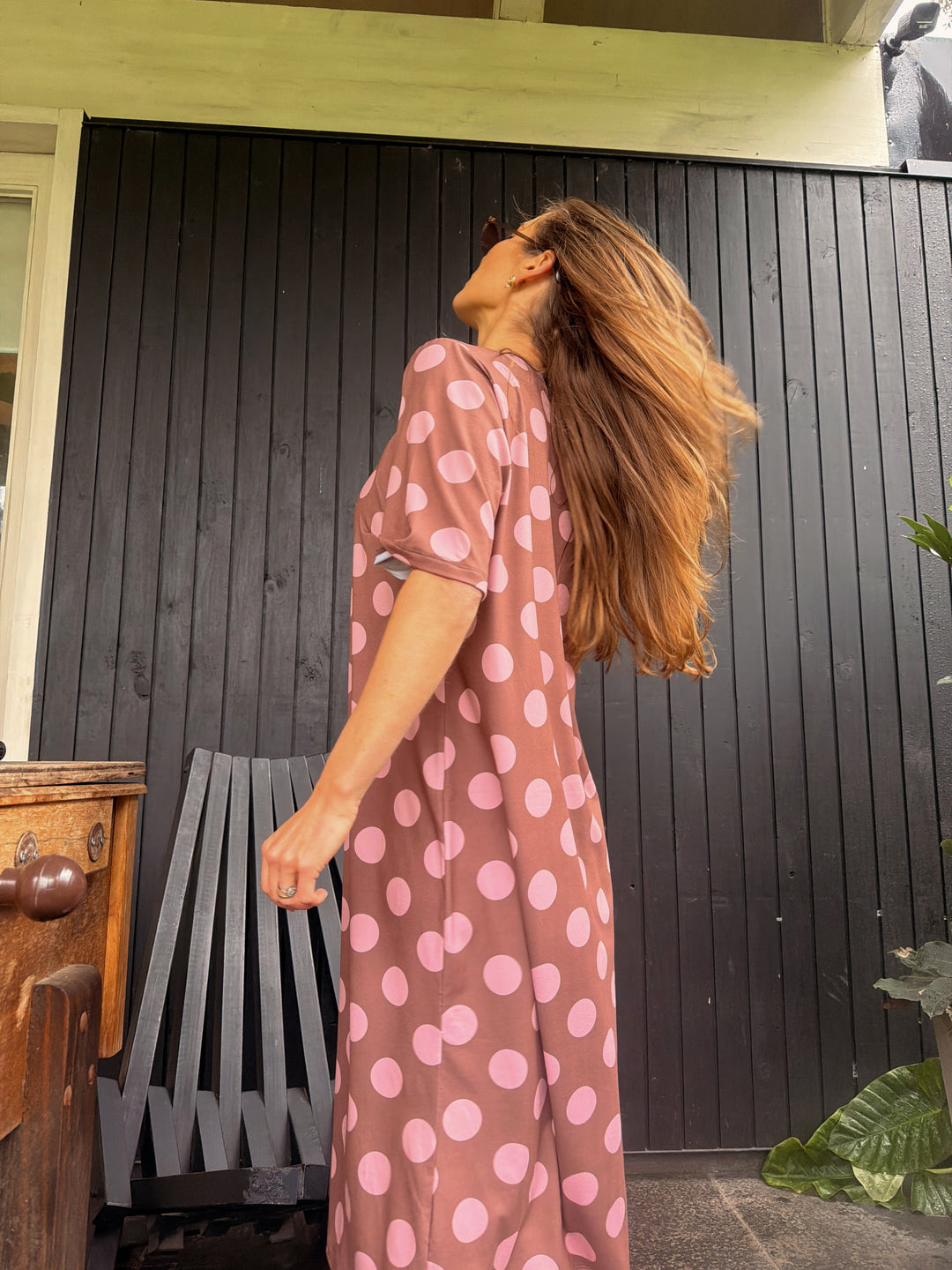 DOT CRUSH DRESS - CAFÉ ROSA