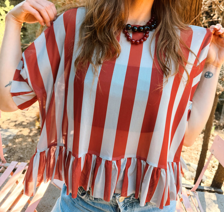 POLERA STRIPES VUELOS - BURDEO DUSTY BLUE