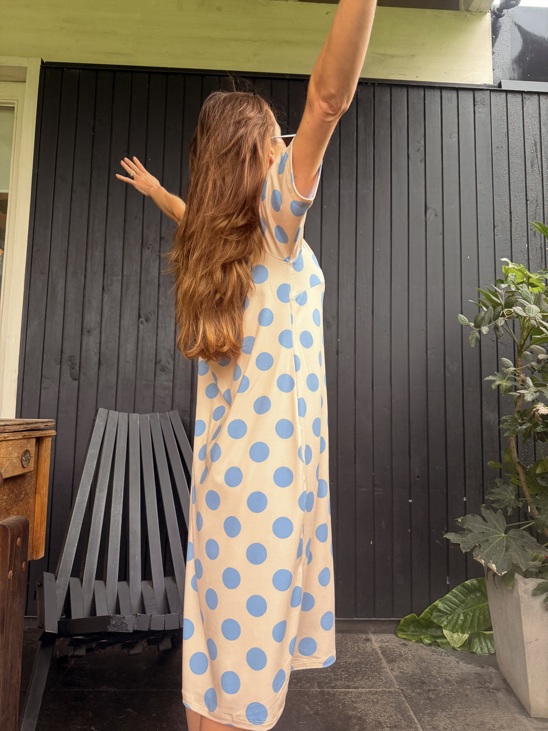 DOT CRUSH DRESS - AMARILLO CELESTE