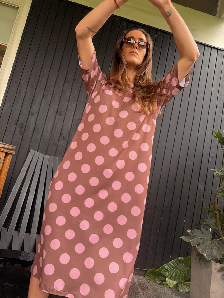 DOT CRUSH DRESS - CAFÉ ROSA